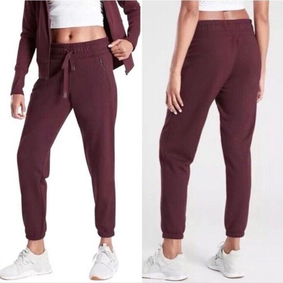 Athleta Recover Bounce Back Jogger Pants Antique Burgundy Red Womens XLT Tall - Picture 1 of 7